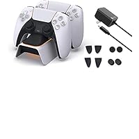 PS5 Controller Accessories, PS5 Controller Charger Station with AC Adapter, PS5 Thumb Grips and Trigger Extenders