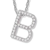 Diamond Initial Pendant B in 14k White Gold
