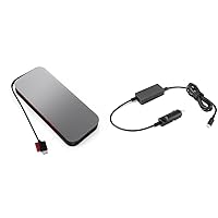 Lenovo Go USB-C Laptop Power Bank (20000 mAh) - 65W - USB-C and USB-A Ports - Fast Charging Portable Power Station with Integrated Cable - Model PBLG2W - Storm Grey & 65W USB-C DC Travel Adapter
