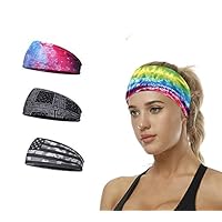Headband for Women, Versatile Solid Headband Hair Wrap Casual Sports Headband, Stretchy Moisture Wicking Microfiber Head Wrap for Workout, Running, Yoga & More 3 Pack
