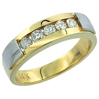 14k 2-tone Gold Rhodium-Accented Men's Diamond Ring Band, w/ 0.52 Carat Brilliant Cut Diamonds, 1/4