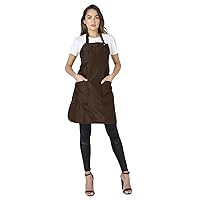 Ultimate Salon Stylist Apron, Lightweight Iridescent Nylon, Two Lower Pockets with Zippered Bottoms, Adjustable Snap Neck Closure, Waist Ties Worn Front or Back, Machine Washable, Brown