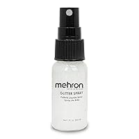 Mehron Makeup GlitterSpray | Hair and Body Glitter Spray | Body Shimmer Spray 1 fl oz (30 ml) (White) perfect for Beauty, Theater, Halloween, Parties, Festivals, Concerts, and More