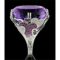 Women's Purple Amethyst Gemstone Silver Fashion Jewelry Wedding Rings Size 6-10 (9)