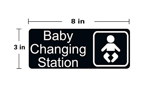 New Baby Changing Station Sign, 8 x 3 in with English and Symbol, Black for Men, Women, Unisex