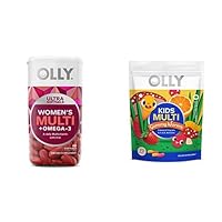 Olly Gift, Ultra Strength Women's Multi Softgels and Kids Multivitamin Gummy Worms Starter Pack Bundle, Overall Health and Immune Support Supplements, 30 and 45 Day Supply