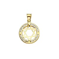 14k Gold Religious Judaica Star of David CZ Cubic Zirconia Simulated Diamond Pendant Necklace 15x21mm Jewelry for Women