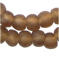 TheBeadChest African Recycled Glass Beads, Strand, for Jewelry Making, Home Decor, Handmade in Ghana (14mm, Mocha)