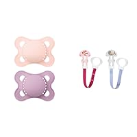 MAM 2-Pack Baby Pacifiers with Sterilizer Case and 2 Pacifier Clips for Girls