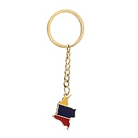 Stainless Steel Colombia Map Flag Keychain Jewelry