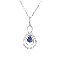0.50 CT Pear Cut Created Blue Sapphire Infinity Pendant Necklace 14k White Gold Finish
