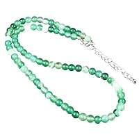 Fashion Jewelry 6mm Natural Round Green Agate Beads Necklace 18-36