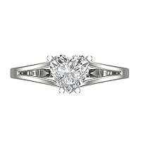 1.50 Carat Heart cut Custom Engraving split shank Fine White Sapphire Engagement Everlasting Ring 14k White Gold 10 US