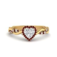 Choose Your Gemstone Intertwined Halo Diamond CZ Ring Yellow Gold Plated Heart Shape Halo Engagement Rings Everyday Jewelry Wedding Jewelry Handmade Gifts for Wife US Size 4 to 12