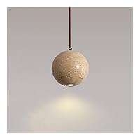 MI-NI Spot Lamp V-intage Farmhouse Rustic Lamp - Spherical Marble Shade Pendant Light - Single Natural Stone Ceiling Hanging Light - 3W LED Chandelier Compatible with Kitchen Island, Bedside, Dining R