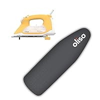 Oliso TG1600 Pro Plus 1800 Watt SmartIron with Auto Lift (Yellow) & OLISO Ironing Board Cover, durable 100% cotton lined with professional grade felt pad (Gray)