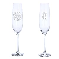 Engraved King Charles III Coronation Dartington Champagne Glass, Front and Back Design, Royal Memorabilia, Royalty