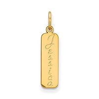14k Yellow Gold Vertical Script Font Name BarCustomize Personalize Engravable Charm Pendant Jewelry Gifts For Women or Men (Length 0.7
