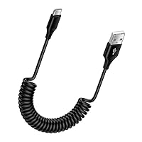 USB to USB C Cable for Samsung Galaxy A15 5G S24 Ultra A55 A25 A14 A54 S23FE A13 A24 A53 A03s S21,iPhone 15 Pro Max 15 Plus,Google Pixel 8 7 6,3FT Fast Charging Coiled Type C Car Cord Retractable Auto