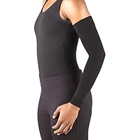 Ames Walker AW Style 716 Lymphedema Armsleeve w/SoftTop - 20-30 mmHg Medium Black - Manage Edema Swelling Post Mastectomy Conditions - Comfortable Fabric