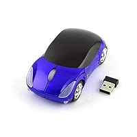 Colorful 3D Sport Car Shape Mouse 2.4GHz Wireless Mouse 1600DPI 3 Buttons Optical Ergonomic Gaming Mice with USB Receiver for PC Laptop Computer (Blue)