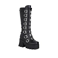 Black high Heels Knee-Length high Boots Women Fallwinter Thick-Soled Fall/Winter Punk Thick-Soled Women's Boots