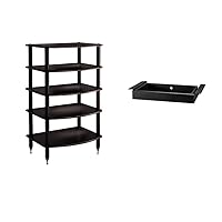 Pangea Audio Vulcan Rack and Drawer Bundle Espresso Five Shelf Audio Rack Media Stand Components Cabinet and Duo Media Storage Drawer 2 Inch High