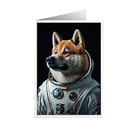 ARA STEP Unique All Occasions Astronaut Dogs Greeting Cards Assortment Vintage Aesthetic Notecards 1 (Astrounaut Akita dog set of 4 X 2 (8 PCS), 105 x 148.5 mm / 4.1 x 5.8 inches)