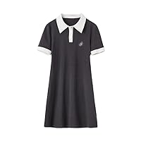 Summer Vintage Mini Dresses for Women Party Sexy White Short Sleeve Polo Collar Dress