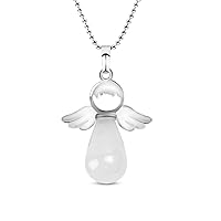 Juelia Natural Healing Crystal Necklace: Angel Wings Reiki Energy Gemstone Pendant Chakra Yoga Crystals Necklaces Balancing Jewelry Gifts for Women Her Girls with Box
