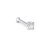 14k White Gold 1.5mm, 2mm, 2.5mm or 3mm Square CZ 22G 20G 18G