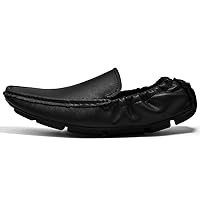 Mens Loafers Square Toe Nubuck Leather Moccasins Driving Shoes Anti-Slip Flexible Flat Heel Outdoor Slip-ons