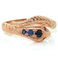 14k Rose Gold Real Genuine Sapphire and Ruby Womens Band Ring