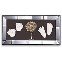 Momspresent Baby Hand Print and Foot Print Deluxe Casting kit with Silver Frame7 White