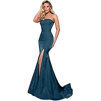 Women's Strapless Mermaid Prom Dress with Side Slit Formal Evening Gowns