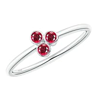 Classic Triple Bezel Set Round Ruby Promise Ring | Sterling Silver 925 | Rd 2.50mm | Promise Band For Girls | Enhance Your Beauty