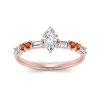 Choose Your Gemstone Vintage Classic Engagement Ring 14k Rose Gold Plated Marquise Shape Side Stone Matching Jewelry Wedding Jewelry Easy to Wear Birthstone Ring : US Size 4 to 12
