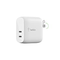 Belkin 40W Dual Port USB-C Wall Charger, USB Type C Charger Fast Charging for iPhone 15, 15 Plus, 15 Pro, 15 Pro Max, 14, 14 Pro, 14 Pro Max, iPhone 13 Series, Galaxy S23 Ultra, iPad, AirPods & More