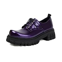 Oxford Shoes for Women Platform Chunky Oxfords Leather Lace up Round Toe Oxfords Pumps High Heel Loafers Goth Business Casual Work Office Shoes