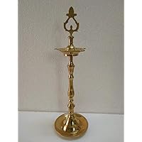 kumbakonam - Natchiyarkoil Traditional Regional Brass Diya (Kuthu Vilakku) Lamp for Home Deepam (Buy 1 Or Pair Options Available)/Brass (Pital) Oil Lamps/Pooja Decoration(Height-14.5inch & Weight-350