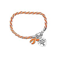 Orange Ribbon Awareness Rope Bracelet – Orange Ribbon Awareness Bracelet for Leukemia Awareness, Kidney Cancer, Multiple Sclerosis, Skin Cancer, Gun Violence Awareness, Fundraising & More!