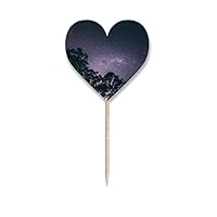 Trees Stars Milky Way Night Sky Toothpick Flags Heart Lable Cupcake Picks