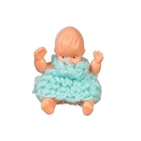 Melody Jane Dollhouse Small Baby Doll Sitting in Blue Miniature People Nursery Accessory