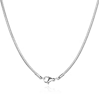 Adabele 304 Grade Surgical Stainless Steel 1.5mm 2mm Round Snake Chain Necklace 16 Inch to 22 Inch Tarnish Resistant Hypoallergenic Women Men Jewelry