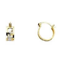 14k Yellow Gold and White Gold Elephant Hoop Earrings 11x11mm Jewelry for Women