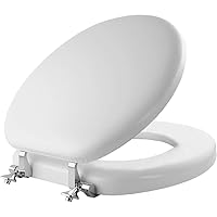 Mayfair 815CP Padded Toilet Seat with Chrome Hinges that will Never Loosen, ROUND, White