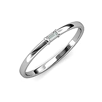 Baguette Cut Diamond 1/6 ctw Women Minimalist Solitaire Promise Ring 14K White Gold-7.5