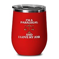 Lawyer Red Edition Wine Tumbler 12oz - I'm A Paralegal B - Aligator Lawyer Birthday Law Student Graduation Attorney Counsel