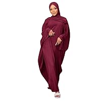 IMEKIS Women Muslim Abaya Modest Dress with Hijab Solid Middle East Arabian Robe Islamic Dubai Outfit Wedding Dresses