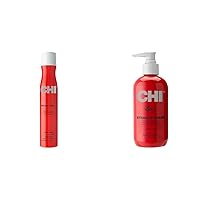 CHI Helmet Head Extra Firm Hairspray 10 oz Straight Guard Smoothing Styling Cream 8.5 oz Hair Care Bundle